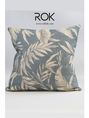 Rokfab Çiçek Desenli Kırlent Kılıfı 45X45 cm Dekoratif Yastık Kılıfı
