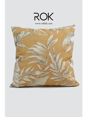 Rokfab Çiçek Desenli Kırlent Kılıfı 45X45 cm Dekoratif Yastık Kılıfı