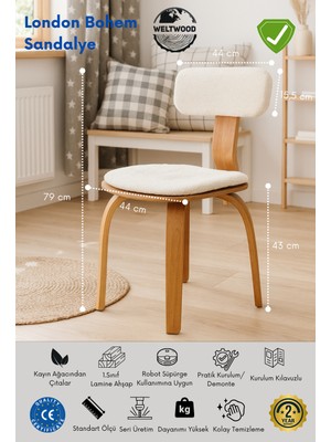 Weltwood 6 Kişilik Kelebek Masa ve 6 London Sandalye | %100 Mdf, %100 Kayın Ağacı Malzemeler