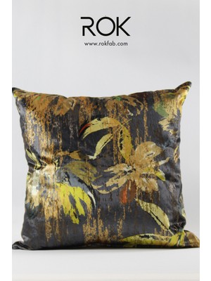 Rokfab Yaprak Desenli Kırlent Kılıfı 45X45 cm Dekoratif Yastık Kılıfı