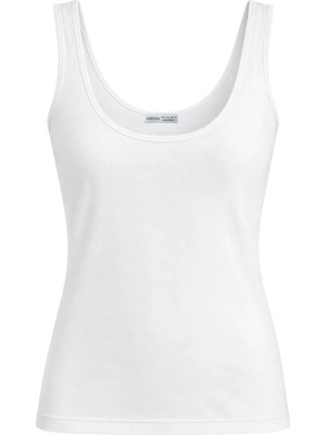 Vadon 1008 Kadın Pamuklu U Yaka Askılı Yumuşak Dokulu Basic Kolsuz Atlet Body Beyaz