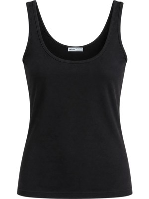 Vadon 1008 Kadın Pamuklu U Yaka Askılı Yumuşak Dokulu Basic Kolsuz Atlet Body Siyah