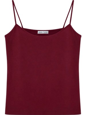 Vadon 1007 Kadın Pamuklu Slim Fit Ince Askılı Yumuşak Dokulu Basic Atlet Body Bordo