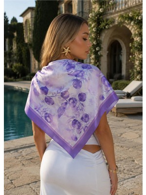 Tarzını Seç Lavanta Desenli Fular / Bandana 70X70 cm