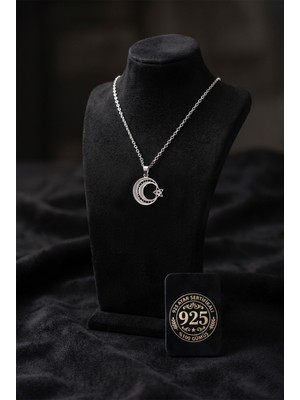 Roza Silver 925 Ayar Geleneksel Telkari El Işçiliği Ay Yıldız Gümüş Kolye (17X19MM)