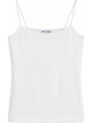 Vadon 1007 Kadın Pamuklu Slim Fit Ince Askılı Yumuşak Dokulu Basic Atlet Body Beyaz