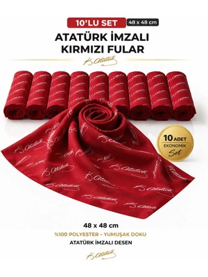 Tarzını Seç 10’lu Kırmızı Atatürk Imzalı Bandana / Fular Set