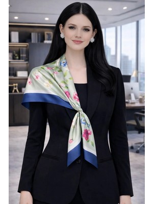 Tarzını Seç Lacivert Gül Fular / Bandana / Aksesuar / Şal / Eşarp 70X70