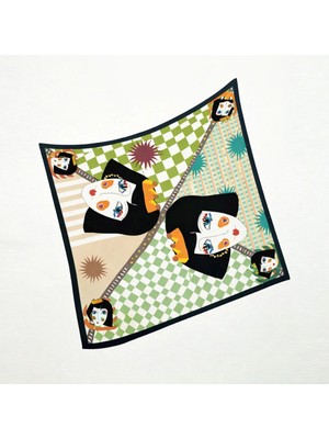 Tarzını Seç Yeşil Queen Fular / Bandana / Aksesuar / Eşarp 90X90 cm