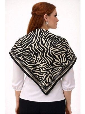 Tarzını Seç Siyah Zebra Fular / Bandana / Aksesuar / Eşarp 90X90 C