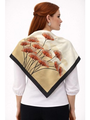 Tarzını Seç Siyah Ginkgo Fular / Bandana / Aksesuar / Eşarp 90X90 cm