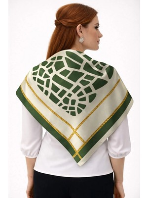 Tarzını Seç Yeşil Mozaik Zincir Fular / Bandana / Aksesuar / Eşarp 90X90 cm
