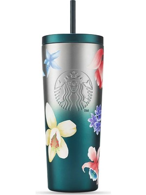 Starbucks 11182314 Tropikal Camgöbeği Çelik Termos 591 ml Paslanmaz Çelik Malzeme ile Şık Tasarım