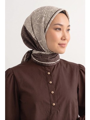 Tarzını Seç Kahverengi Royal Fular / Bandana / Aksesuar / Eşarp 90X90 cm