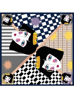Tarzını Seç Lacivert Queen Fular / Bandana / Aksesuar / Şal / Eşarp 70X70