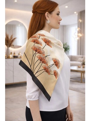 Tarzını Seç Siyah Ginkgo Fular / Bandana / Aksesuar / Şal / Eşarp 70X70