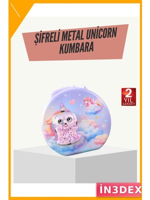 İn3dex Çocuk Şifreli Para Kasası Metal Dayanıklı Kumbara
