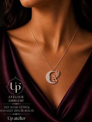 Up Atelier 925 Ayar Gümüş Zirkon Taşlı Gold Ay Perisi Model