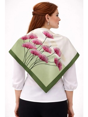 Tarzını Seç Yeşil Ginkgo Fular / Bandana / Aksesuar / Eşarp 90X90 cm