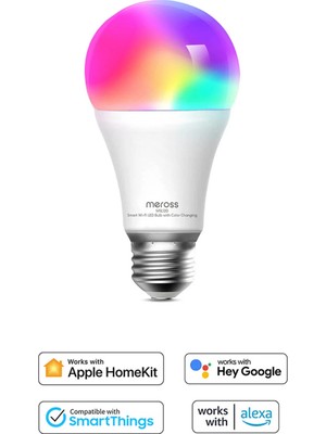 Meross Wi-Fi Uzaktan Kontrollü Akıllı Enerji Tasarruflu 810 Lümen Rgb LED Ampul
