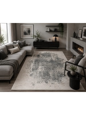 Hoom Rugs Sembol 2908 Gri Akrilik Dayanıklı Makine Halısı