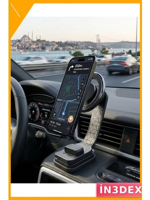 İn3dex Manyetik Araç Telefon Tutucu 360 Derece Dönebilen Katlanabilir