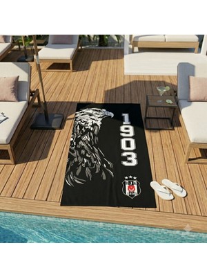 Taç Yeni Sezon Lisanslı Beşiktaş Logo Plaj Örtüsü