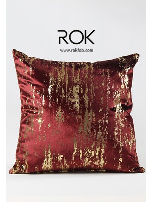 Rokfab Baskılı Desenli Kırmızı Kırlent Kılıfı 45X45 cm Dekoratif Yastık Kılıfı