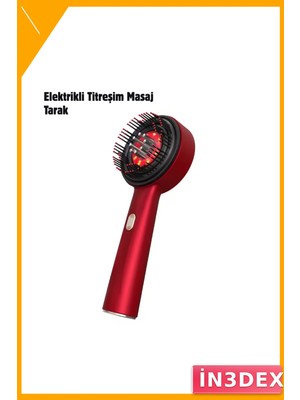 İn3dex Elektrikli Masaj Tarağı Saç Bakım Titreşimli Kırmızı Işık Mikro Akım
