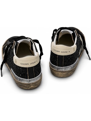 Globalux Golden Goose Super-Star Black Glitter Cream Star  Sneaker - Simli Deri - Günlük - Kadın Ayakkabı