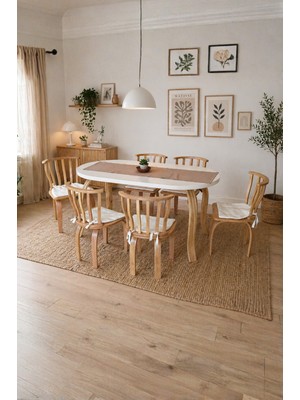 Weltwood 6 Kişilik Butterfly Masa ve 6 Adet Italyan Sandalye Set | %100 Mdf | %100 Kayın Ağacından Ahşap Materyal