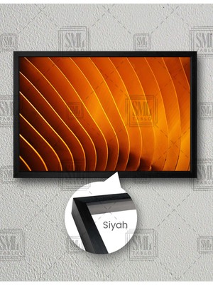 SML Tablo Turuncu Yatay Çizgili Abstract Mimari Detayı Yatay Çerçeveli Kanvas Tablo