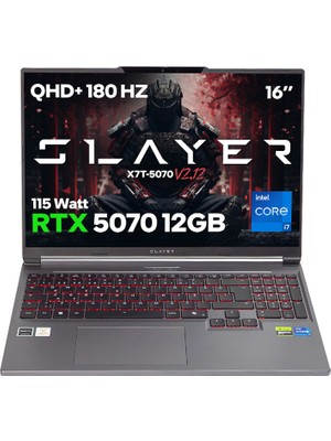 Game Garaj Slayer X7T-5070 V2.12 C7 Intel Core I7 14650HX 16GB Ram 1tb SSD RTX5070 16" 180Hz Qhd+ IPS Freedos Gaming Laptop