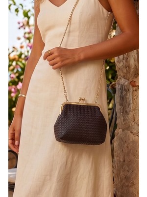 Vivazzaluxe The Woven Frame Mini Model Deri Kadın Portföy & Clutch, Omuz Çanta