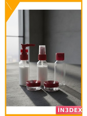 İn3dex Seyahat Dolum Şişesi Seti 5 Parça 30 ml Hafif Taşıma Çantası