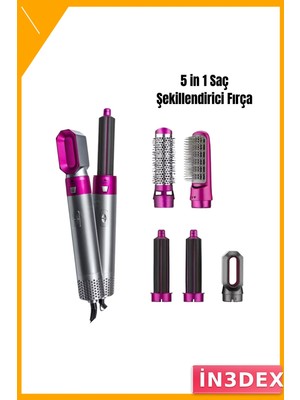 İn3dex Çok Fonksiyonlu Saç Şekillendirici Tarak Seti 5in1