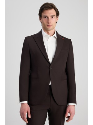Twn Slim Fit Kahverengi Düz Takim Elbise