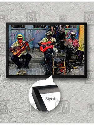 SML Tablo Sokak Sanatçıları Gitar Çalan Adam Soyut Art Dekor Yatay Çerçeveli Kanvas Tablo