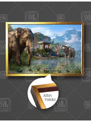 SML Tablo Suda Gezen Filler Art Manzara Doğa Yatay Çerçeveli Kanvas Tablo