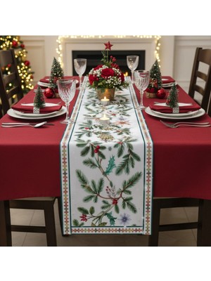 Yılbaşı Temalı Dijital Baskılı Runner Örtüsü Christmas 40X140 cm