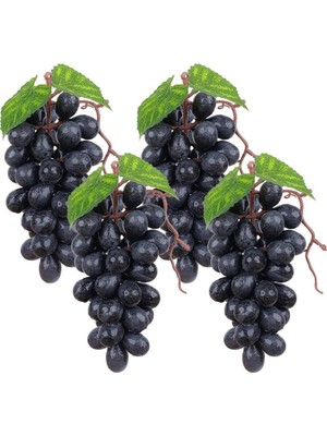 Nettenevime 4lü Set Yapay Meyve Siyah Üzüm Süs Dekoratif Sahte Meyve 15CM