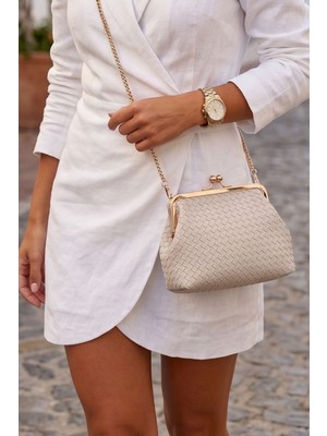 Vivazzaluxe The Woven Frame Mini Model Deri Kadın Portföy & Clutch, Omuz Çanta