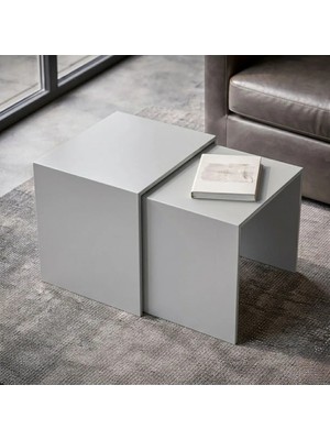 Modilab Modern Metal Zigon Sehpa Seti – Minimal Tasarım Iç Içe Geçen Yan Sehpa (2’li Set)