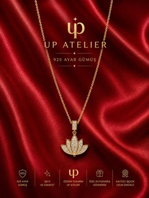 Up Atelier 925 Ayar Gümüş Zirkon Taşlı Lotus Çiçeği Kolye