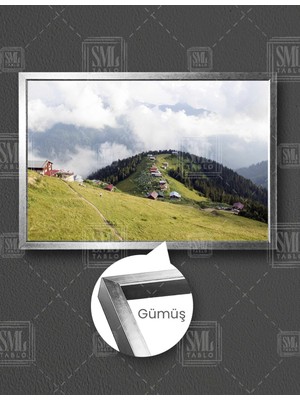 SML Tablo Rize Pokut Yaylası Doğa Manzara Karadeniz Yatay Çerçeveli Kanvas Tablo