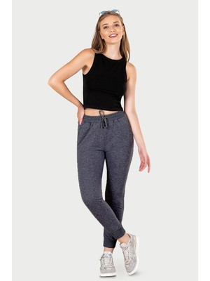 Obje Kadın Antrasit Iki Iplik Slimfit Paça Alt