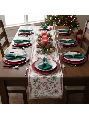 Yılbaşı Temalı Dijital Baskılı Runner Örtüsü Christmas 40X140 cm