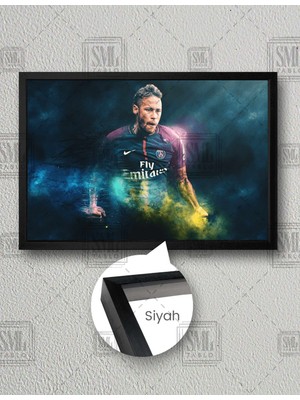 SML Tablo Neymar Da Silva Junior Psg Futbol Taraftar Yatay Çerçeveli Kanvas Tablo