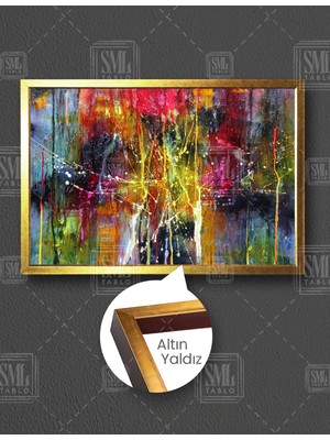 SML Tablo Renkli Akan Damlalar Sanat Art Dekor Yatay Çerçeveli Kanvas Tablo