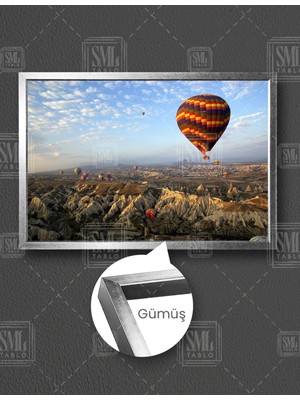 SML Tablo Kapadokya Nevşehir Türkiye Balon Turu Manzara Doğa Yatay Çerçeveli Kanvas Tablo
